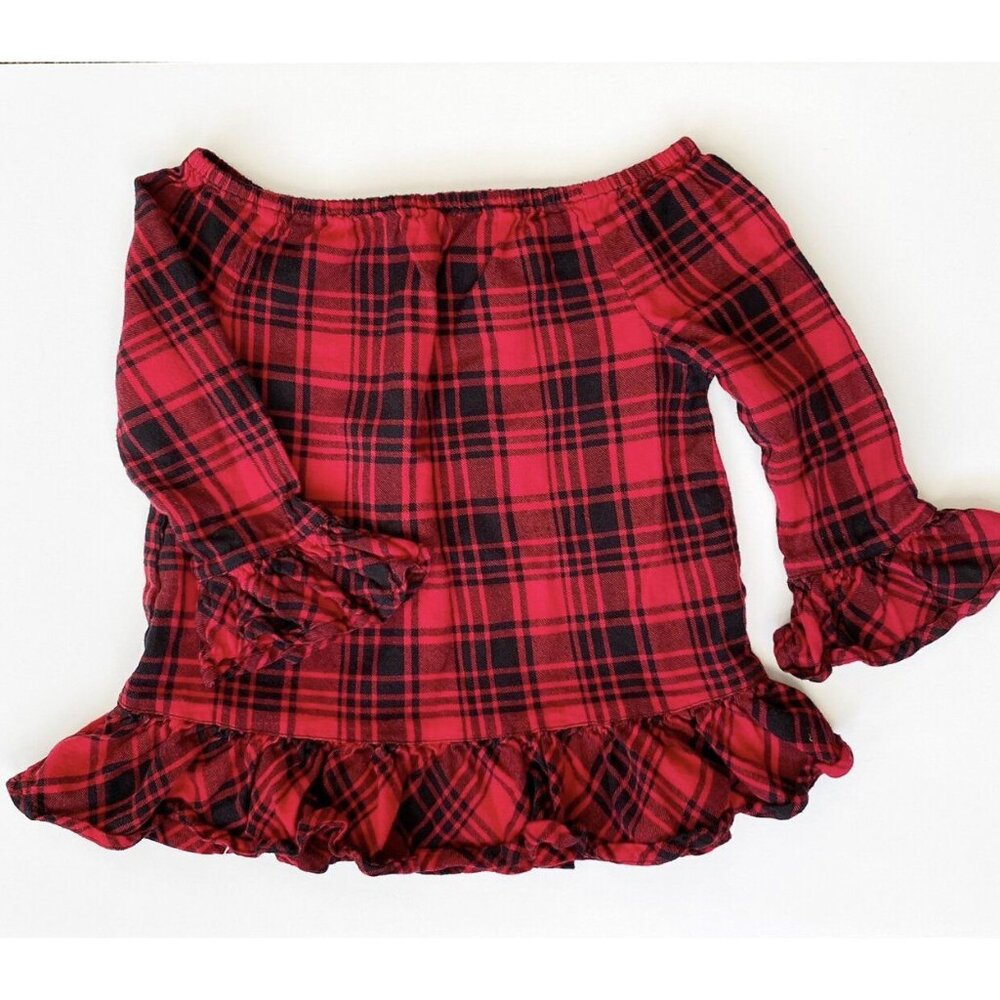 Flannel Buffalo Plaid Ruffle Shirt